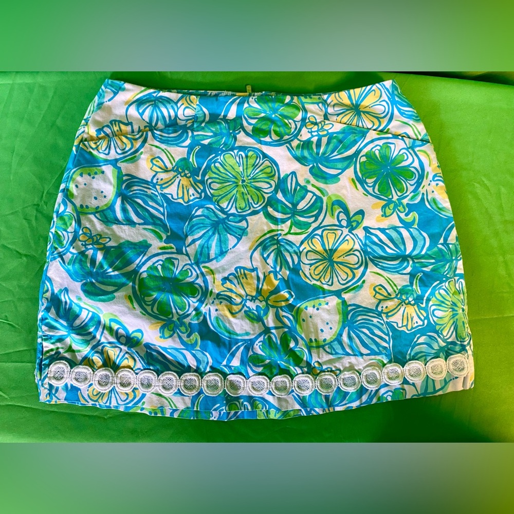 Lilly Pulitzer Marigold Skort Lemon Lime  floral Skirt With Pockets Size 4
